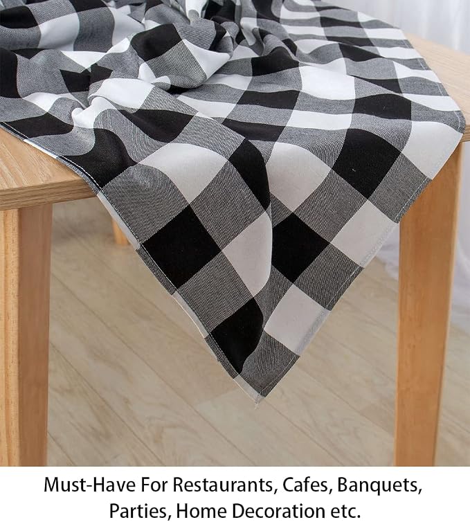 ShinyBeauty 60"x60" Black & White Buffalo Check Tablecloth - Image 3