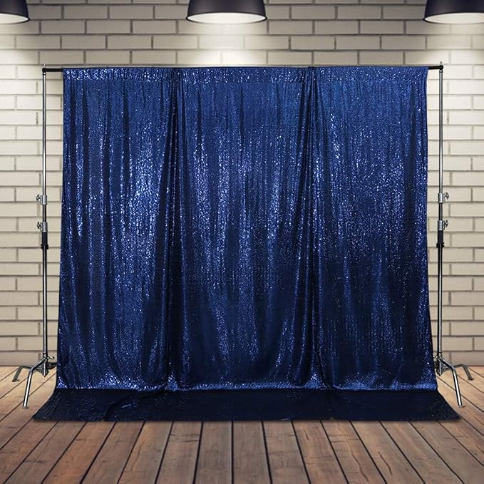 Juya Delight Navy Blue Sequin Backdrop Curtain 6FT X 6FT Glitter Shimmer Photo by JuyaDelight