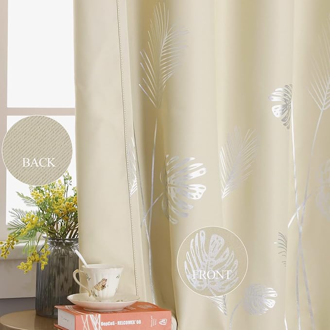 Drape for Living Room 100W x 84L Inch Length Elegant Silver Palm Tree Designed - Image 5