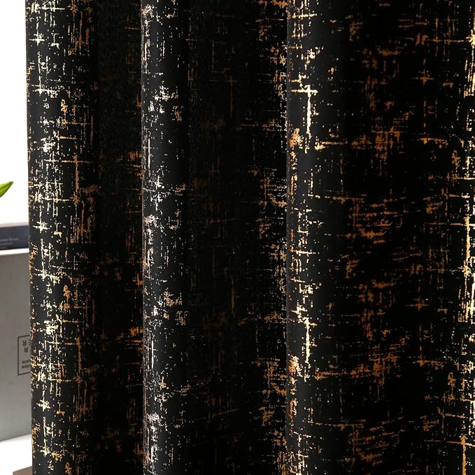 Taisier Home Gold Foil Print Linen Textured Curtains Geometric Dots Pattern - Image 8