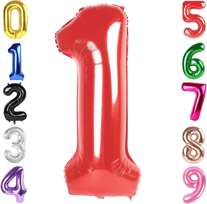 40 Inch Red Number 1 Balloon Birthday Party Decorations by Hadoife