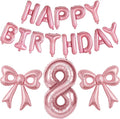 Bow Number 8 Birthday Balloons, Coquette Party Decorations Supplies by BSRESIN