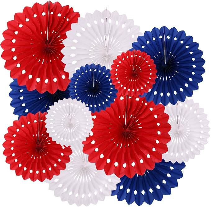 ZOOYOO Hanging Paper Fans Party Decorations, Patriotic Ceiling Decor by ZOOYOO