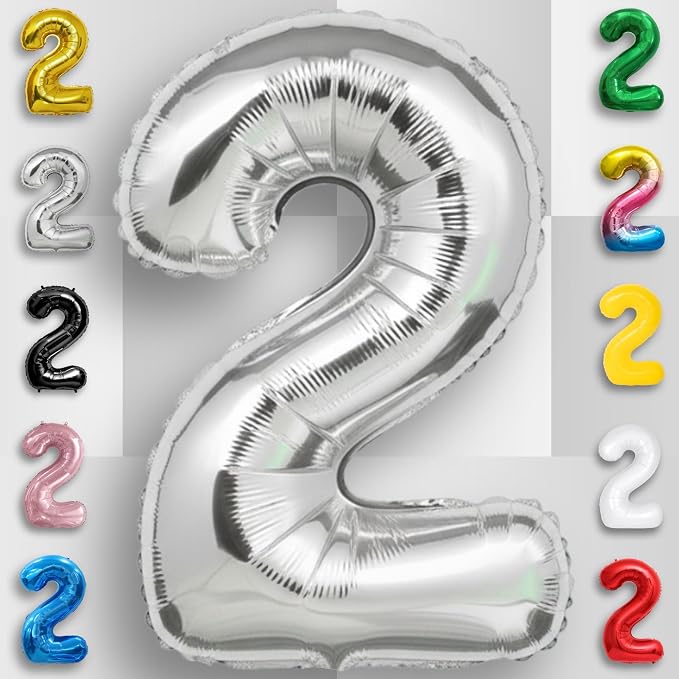 Silver Number Balloon 2 Mylar Foil Balloons 40 inch - Image 4