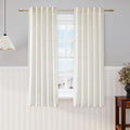 60 Inch Length Linen Curtains Cream Semi Sheer Light Filtering Back Tab and Rod by Nanspring