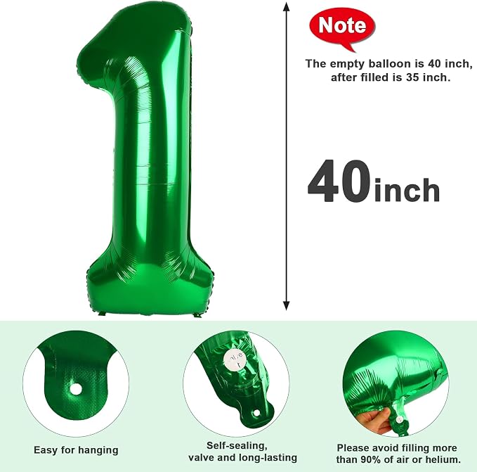 Number 10 Balloon 40Inch for 10 Year Old Birthday Decorations, Dark Green | - Image 8
