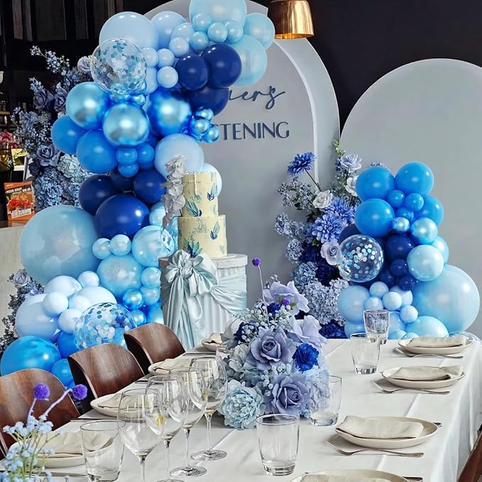 Metallic Blue Balloons for Fathers Day Graduation Birthday Party Decoration | - Image 4