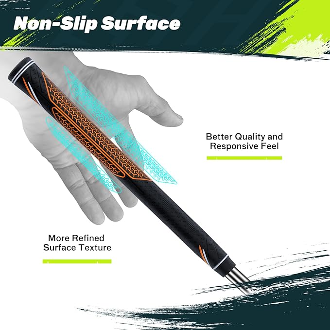 SAPLIZE High-performance Rubber Golf Grips 13 Pack, High Shock Absorption, Non-slip, Choose from 13 Grips with 15 Tapes or Full Regripping Kit, Std/Mid/Jumbo, CC10 Series