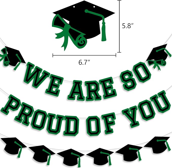 We Are So Proud Of You Banner Graduation Party Decorations Congrats Grad Cap - Image 2