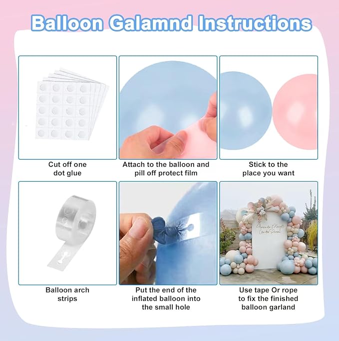 Gender Reveal Balloons Garland Kit, Dusty Pink Blue Sand White | Dusty Pink and - Image 3