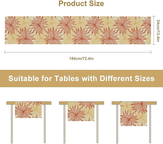 Autumn Chrysanthemum Table Runner, Vintage Modern Geometric Floral Boho Table Runner for Kitchen Dining Bedroom Living Room Table Decor for Indoor Outdoor Home Party, 13x60 Inch