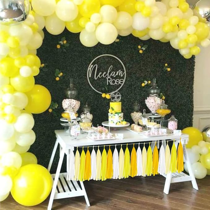 Light Yellow Tissue Paper Tassels Garland Banner - Image 4