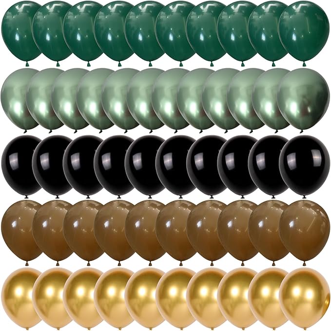 Green and Brown Balloon, Metallic Avocado Tan Chrome Gold Balloons by TAOYE