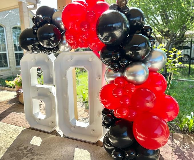 Red and Black Balloons Arch Kit, ADOINBY 140Pcs Matte Red Black Metallic Silver - Image 4