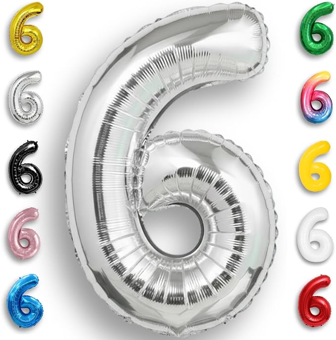 Silver Number Balloon 6 Mylar Foil Balloons 16 inch Small by Unknown