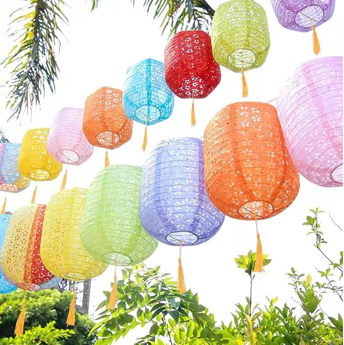 12Pcs Paper Lanterns Chinese Japanese Colorful Hanging Paper Lanterns - Image 7