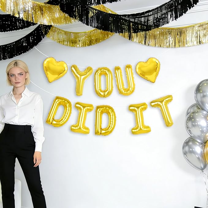 Gold YOU DID IT Congratulations Banner, 16 inch YOU DID IT Letter - Image 7