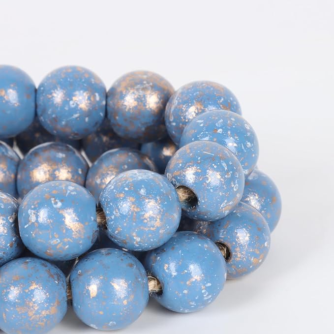 RAMIRABI Wooden Bead Garland, 39in Decorative Beads, Ocean Mist Gold | Natural - Image 5