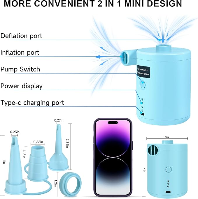 Air Pump for Air Mattress, Air Mattress Pump for Inflatables, Quick Fill - Image 4
