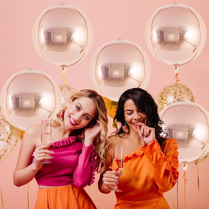 Metallic Champagne Balloons, 22 Inch Large Sphere Round Balloons - Image 4
