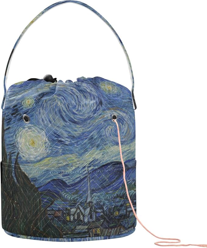 Yarn Bag Crochet Bag Drawstring Yarn Storage Organizer Small Knitting Project by Tatenale