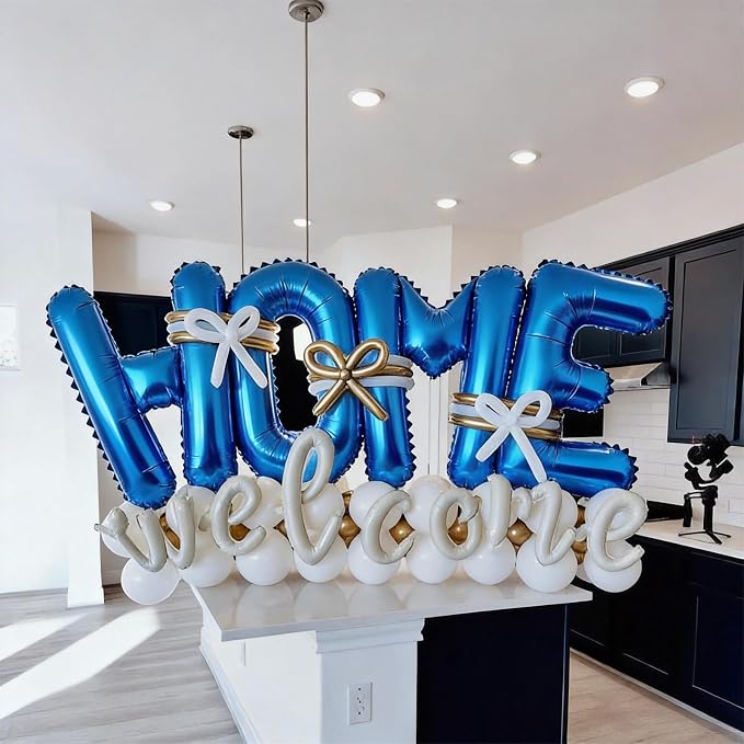 Blue HOME Balloons 40 Inch, Large HOME Letter Banner - Image 4
