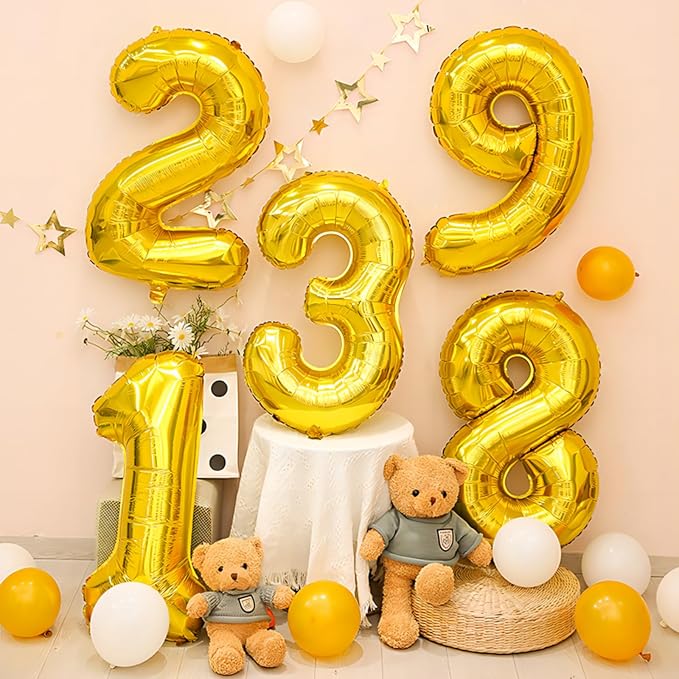Gold Number Balloons Birthday Balloons - Image 6