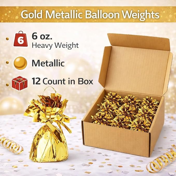 Metallic Plastic Wrapped Balloon Weights Party Decorations 12 Pcs - Image 3