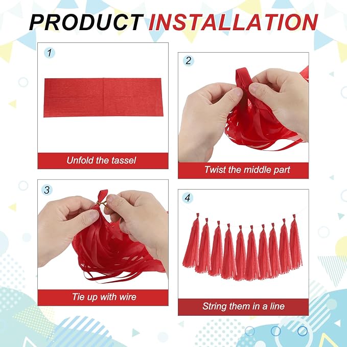 MECCANIXITY 20Pcs Shiny Tassel Garland Banner Tissue Paper - Image 4