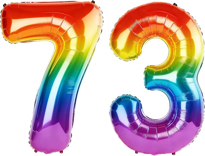 40 Inch Number 73 Balloons for 73rd Birthday Party Decorations, 0-100 Rainbow by FOBELEC