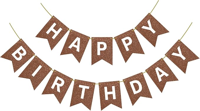 Hooqict Happy Birthday Banner Brown Birthday Party Decorations Backdrop by Hooqict