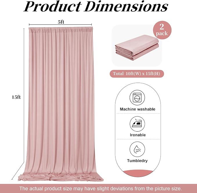 10ft x 15ft Dusty Pink Backdrop Curtains - Image 6