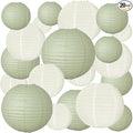 20Pcs Paper Lanterns, Sage Green and Ivory Hanging Lantern by Partiazy