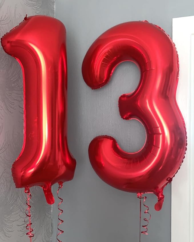 40 Inch Red 13 Number Balloons Giant 13 or 31 Balloons Red Birthday 13 Balloons - Image 3