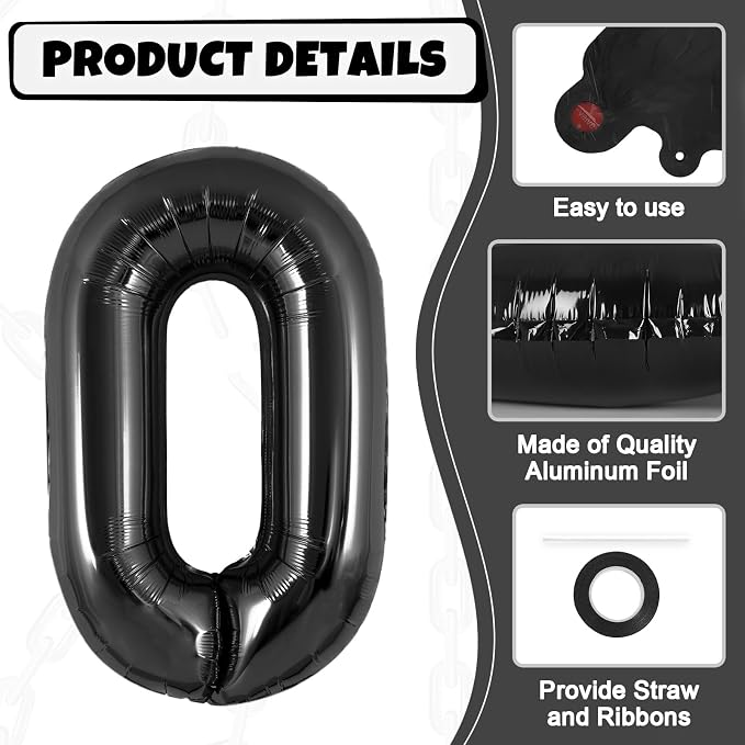24 Pcs Chain Balloons, Giant Black Chain Balloons Garland, 16 inch Foil Chain - Image 5