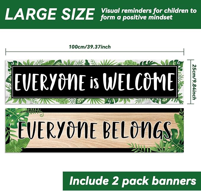 2 Pack Greenery Classroom Decorations Welcome Back to School Banner Bulletin - Image 5