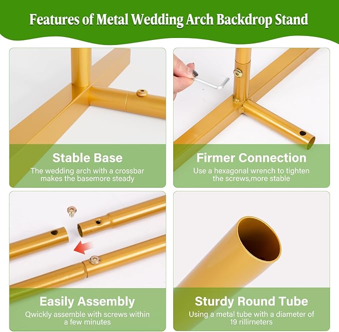 7.2FT Metal Wedding Arch Backdrop Stand, Stable Balloon Arch Frame - Image 6