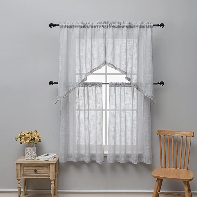 Beda Home Tassel Linen Textured Swag Curtain Valance - Image 6