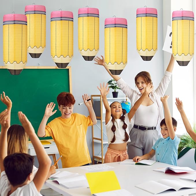 Retisee 12 Pcs Pencil Hanging Paper Lanterns Classroom Decoration | Back to - Image 6