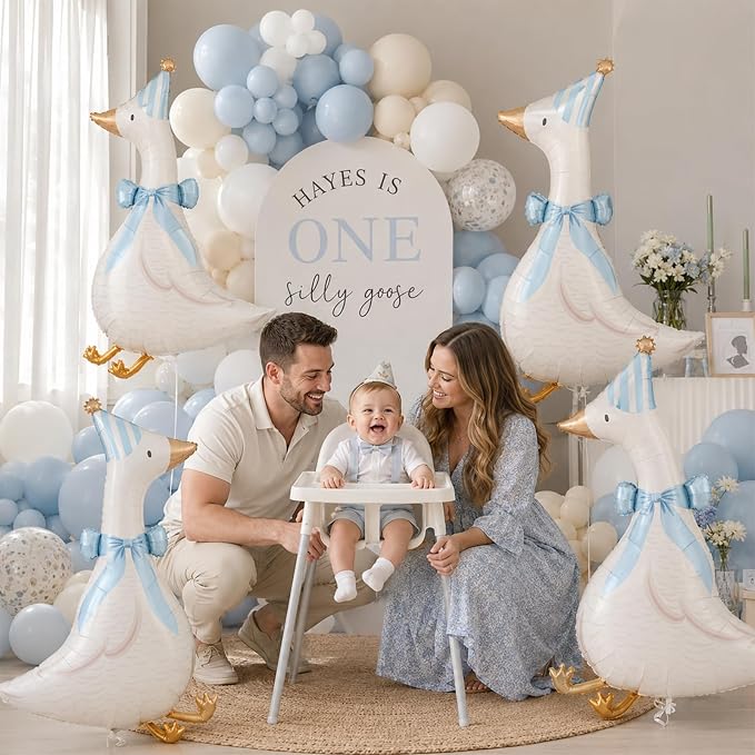Blue Goose Foil Balloons, 30 Inch 5PCS Goose Birthday Party Decorations | Large - Image 4