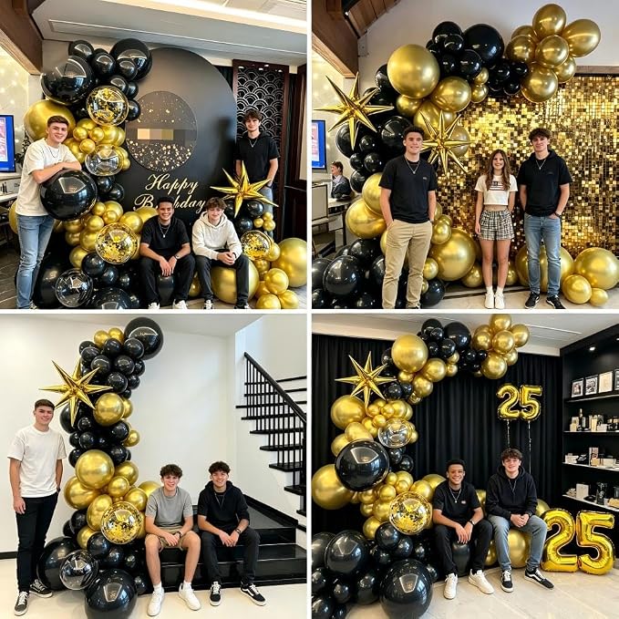 Black and Gold Balloon Garland Arch Kit | Party Decorations - Image 3