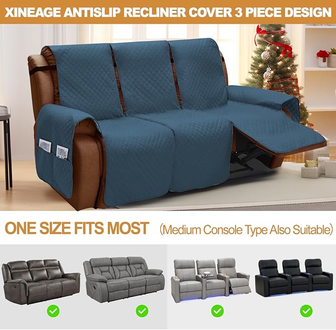 XINEAGE Water Resistant Recliner Cover, 3 seat Recliner Sofa Covers - Image 5