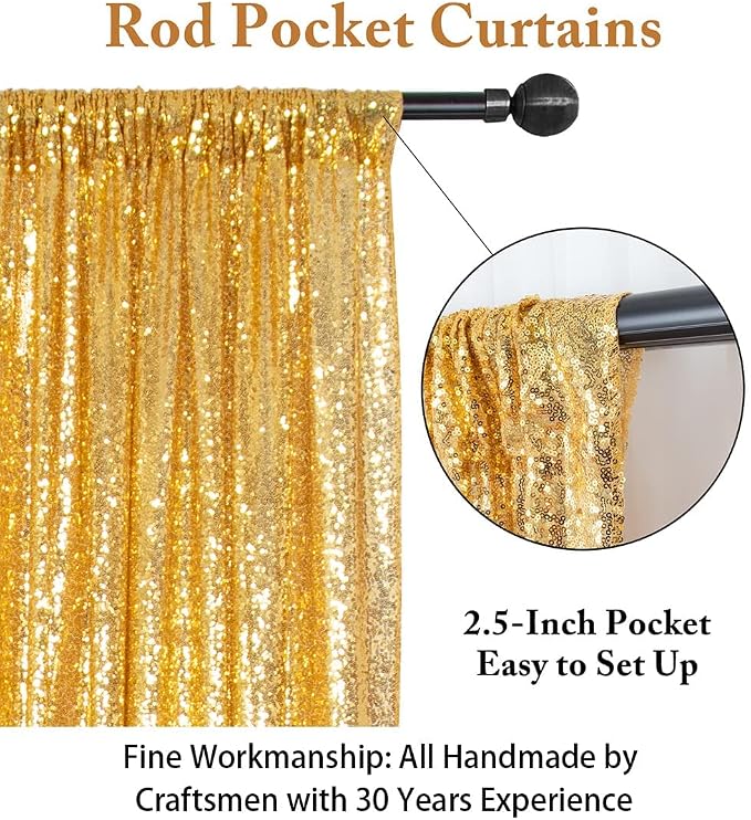 ShinyBeauty Gold Sequin Backdrop 5FTx7FT Photo Backdrop Shimmer Wall Sparkle - Image 3