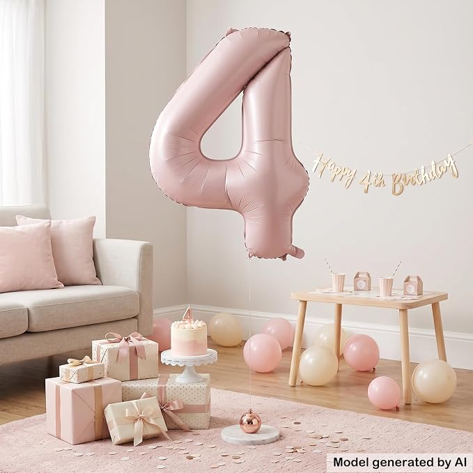 40 Inch Light Pink Foil Number 4 Balloon - Image 4