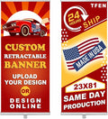 Custom Banner Roll up Banner Aluminum Retractable Banner-Made in USA-23"x81" by TFEN