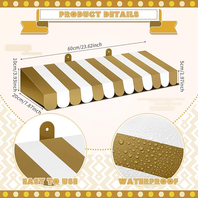 Boao 4 Pack Circus Awning Decoration 3D Stripe Cardboard Awning Carnival Wall - Image 2