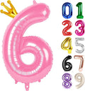 6 Balloon - Pink with Crown Birthday Number Balloons, 40 Inch Decorations | by ALPHADELTAPI