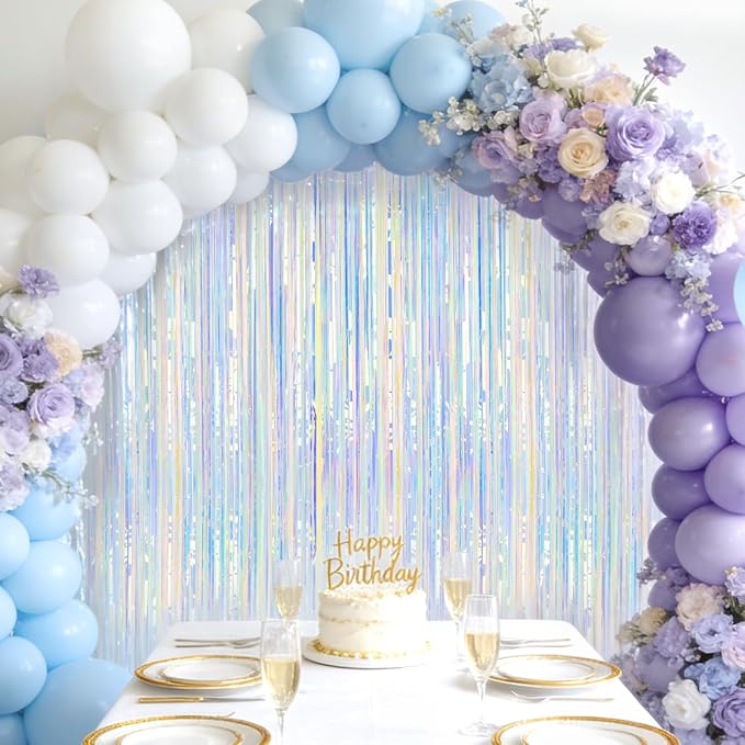 jijAcraft Iridescent Tinsel Foil Fringe Curtain, 3 Pack 3.2x6.5 Feet - Image 7