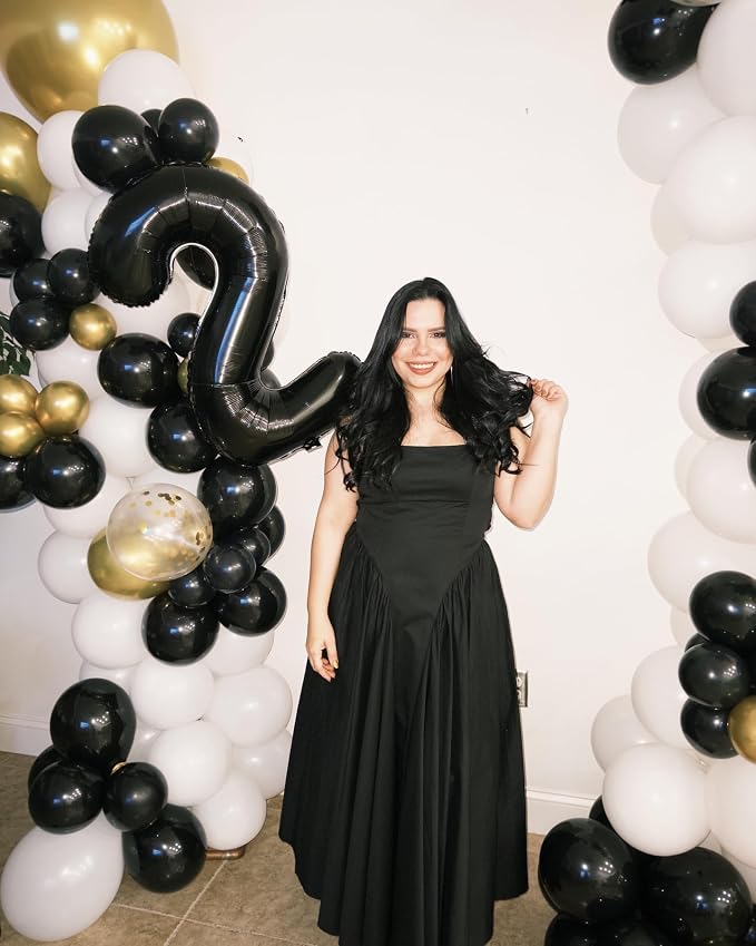 24 Balloon - Black Birthday Number Balloons, 40 Inch Decorations Men Women | - Image 2
