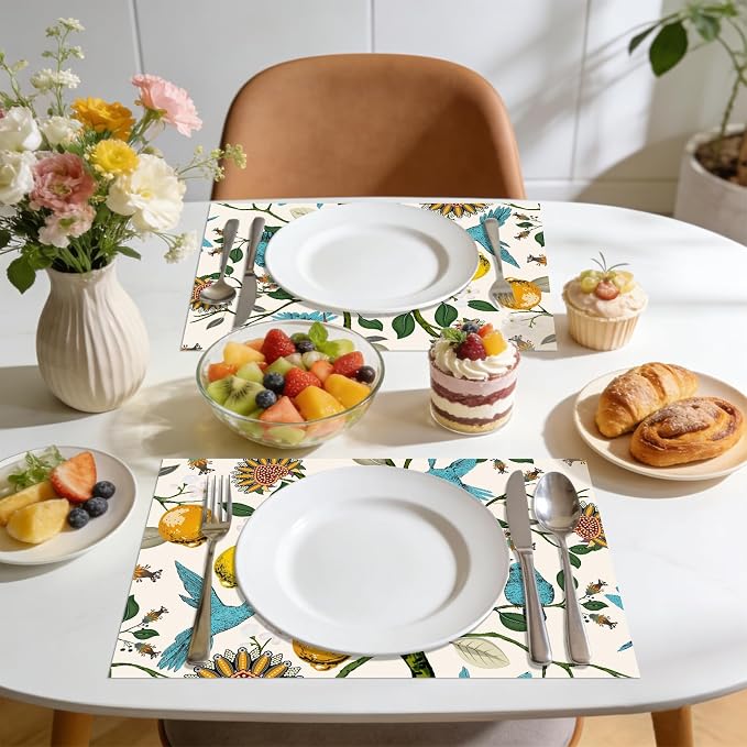 50 Pack Vintage Lemon Disposable Paper Placemats 11 x 16 Inches | Hummingbird - Image 4